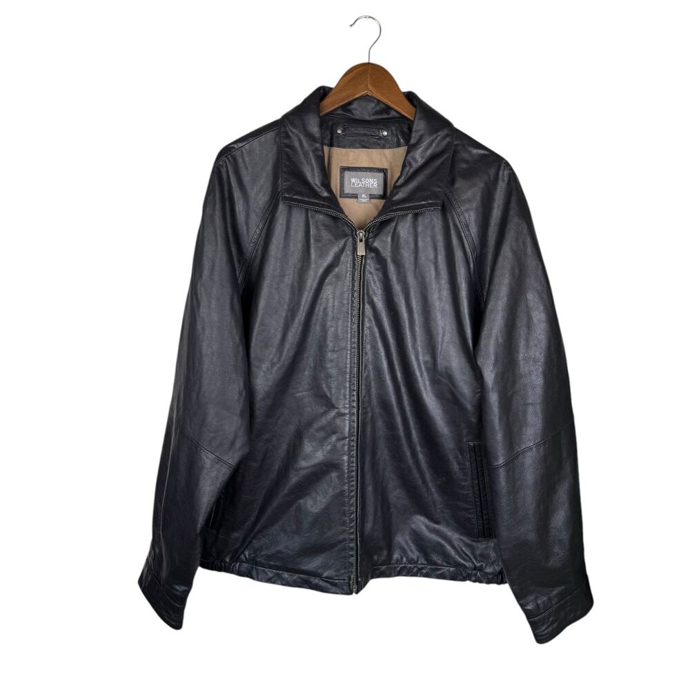 Wilson Leather Men's Black Zip Up Lined Jacket Coat